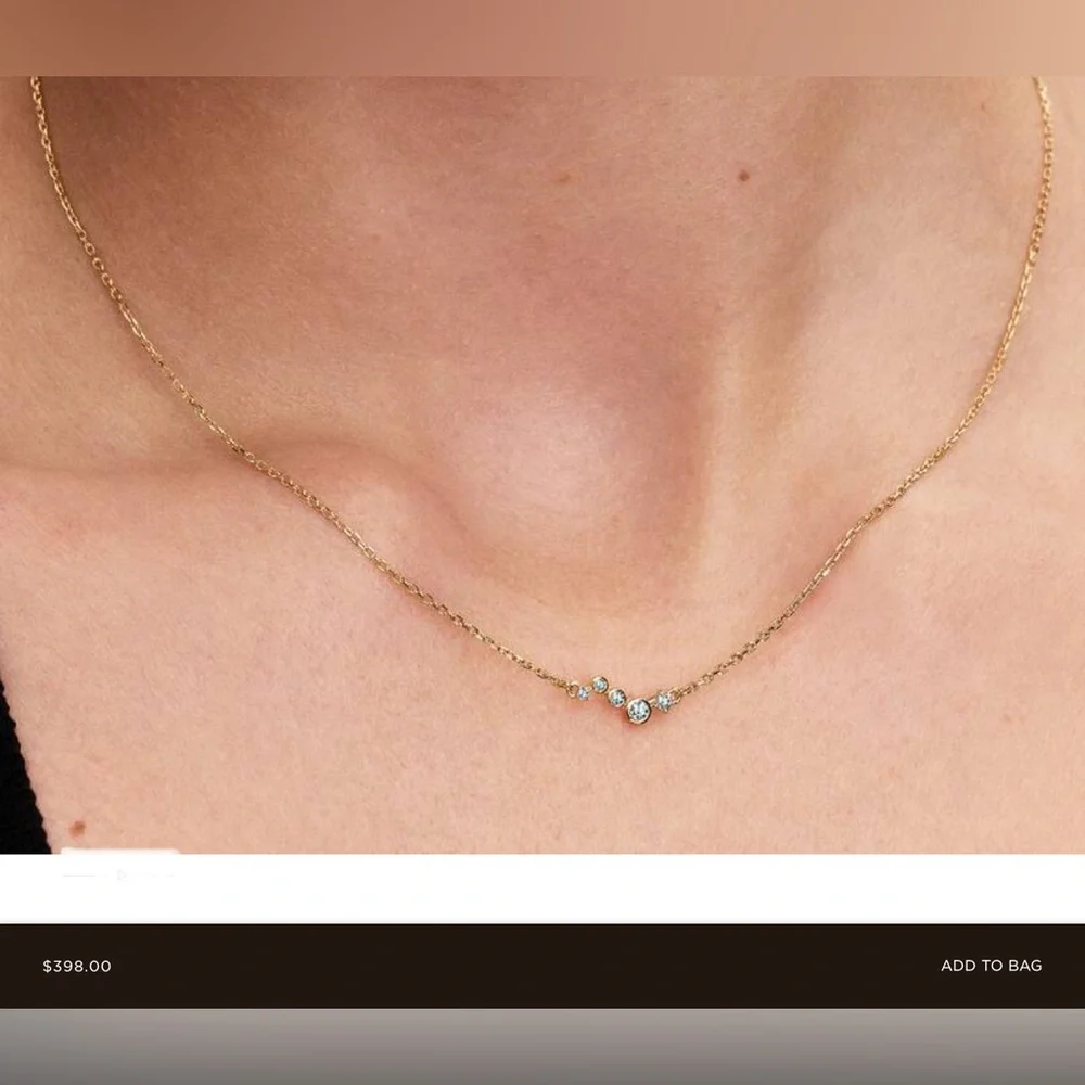🌟🌟 14K Gold Plated Droplet Bar Diamond Necklace